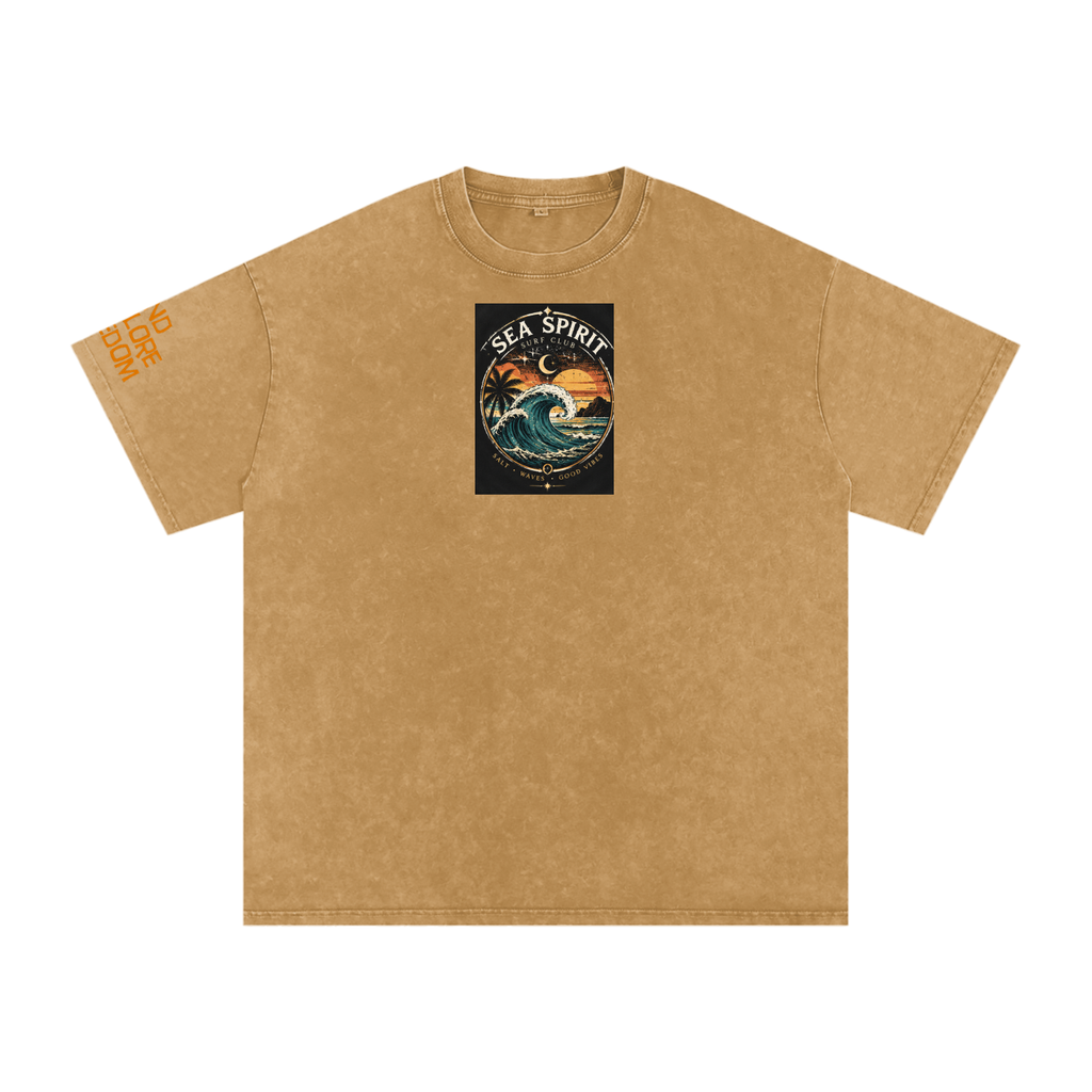 Surf Wave Snow Washed Oversized Cotton T-Shirt
