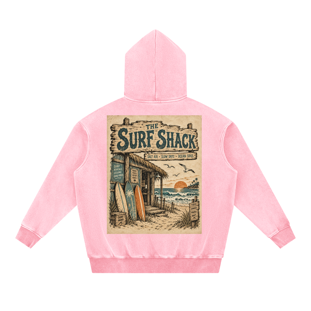Surf Shack Hoodie Design 1 Snow Wash Fleece Oversize Hoodie unisex