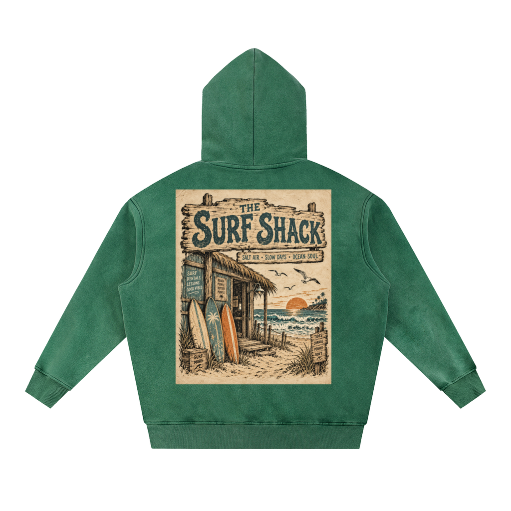 Surf Shack Hoodie Design 1 Snow Wash Fleece Oversize Hoodie unisex