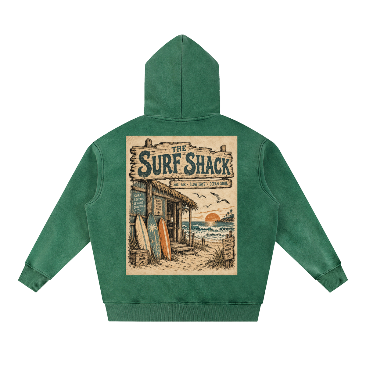 Surf Shack Hoodie Design 1 Snow Wash Fleece Oversize Hoodie unisex