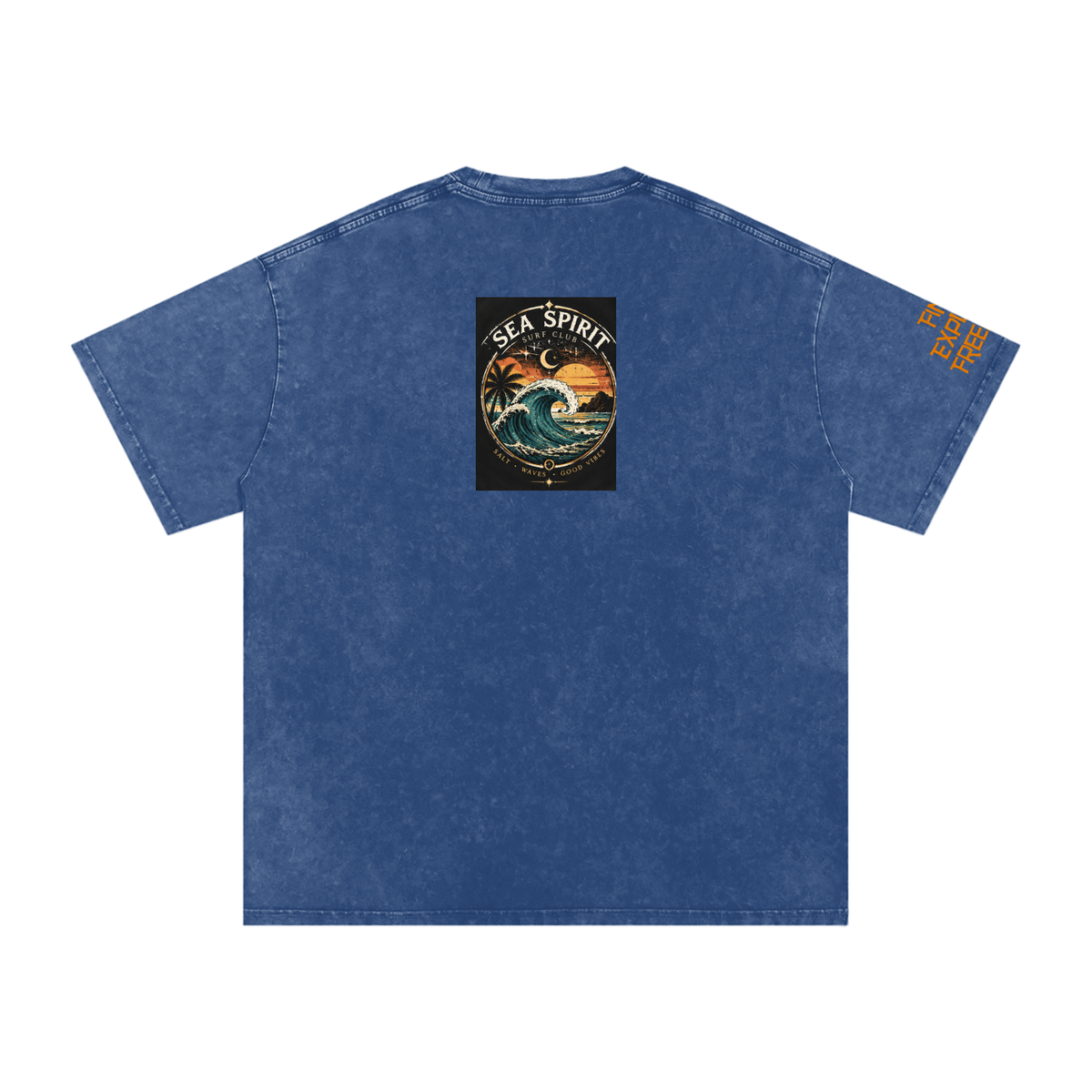 Surf Wave Snow Washed Oversized Cotton T-Shirt