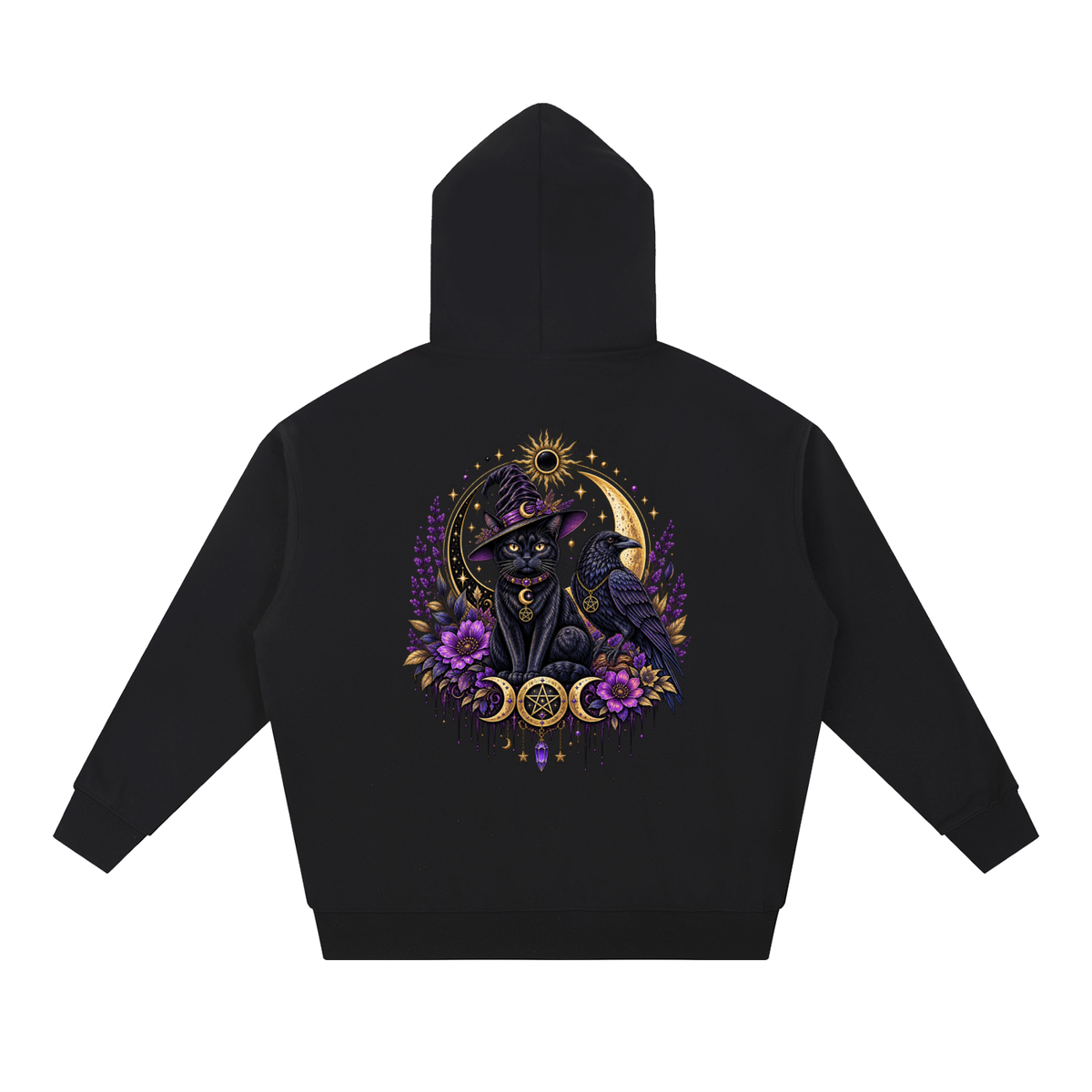 Cat/Raven Magic in The Shadows Essential Heavyweight Hoodie Unisex