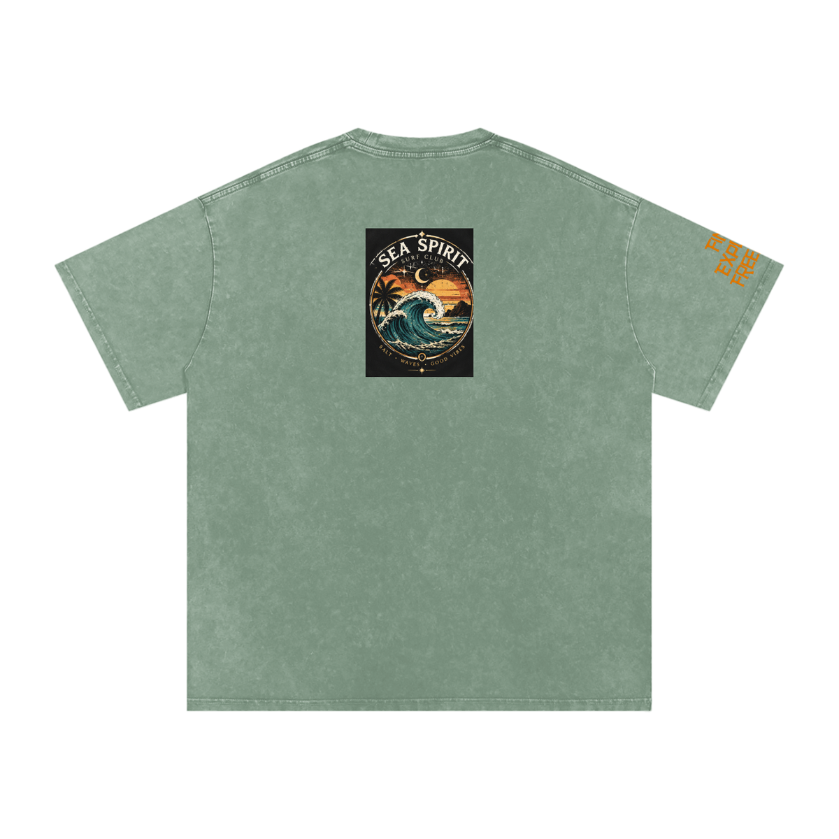 Surf Wave Snow Washed Oversized Cotton T-Shirt