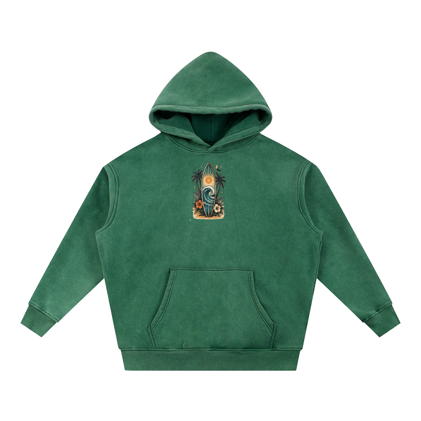 Surf Board Snow Wash Fleece Oversize Hoodie Unisex